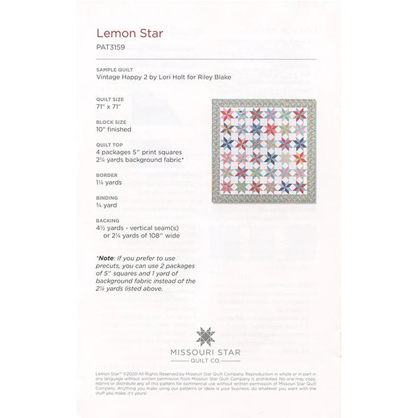 Lemon Star Quilt Pattern by Missouri Star Quilt Co