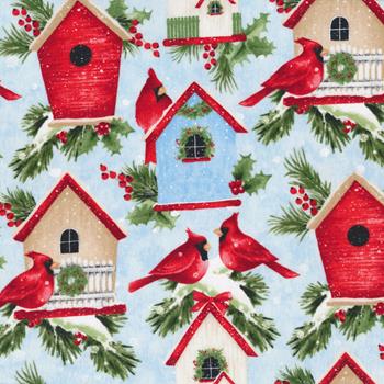 Clearance SALE by the yard only (Advent) Winter Welcome collection by Northcott fabrics beautiful holiday line featuring snowmen, birdhouses and much more.,